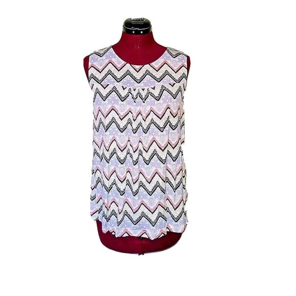 Skies Are Blue Womens Top Size XS Sleeveless Knit Pleated Keyhole Back - Picture 1 of 7